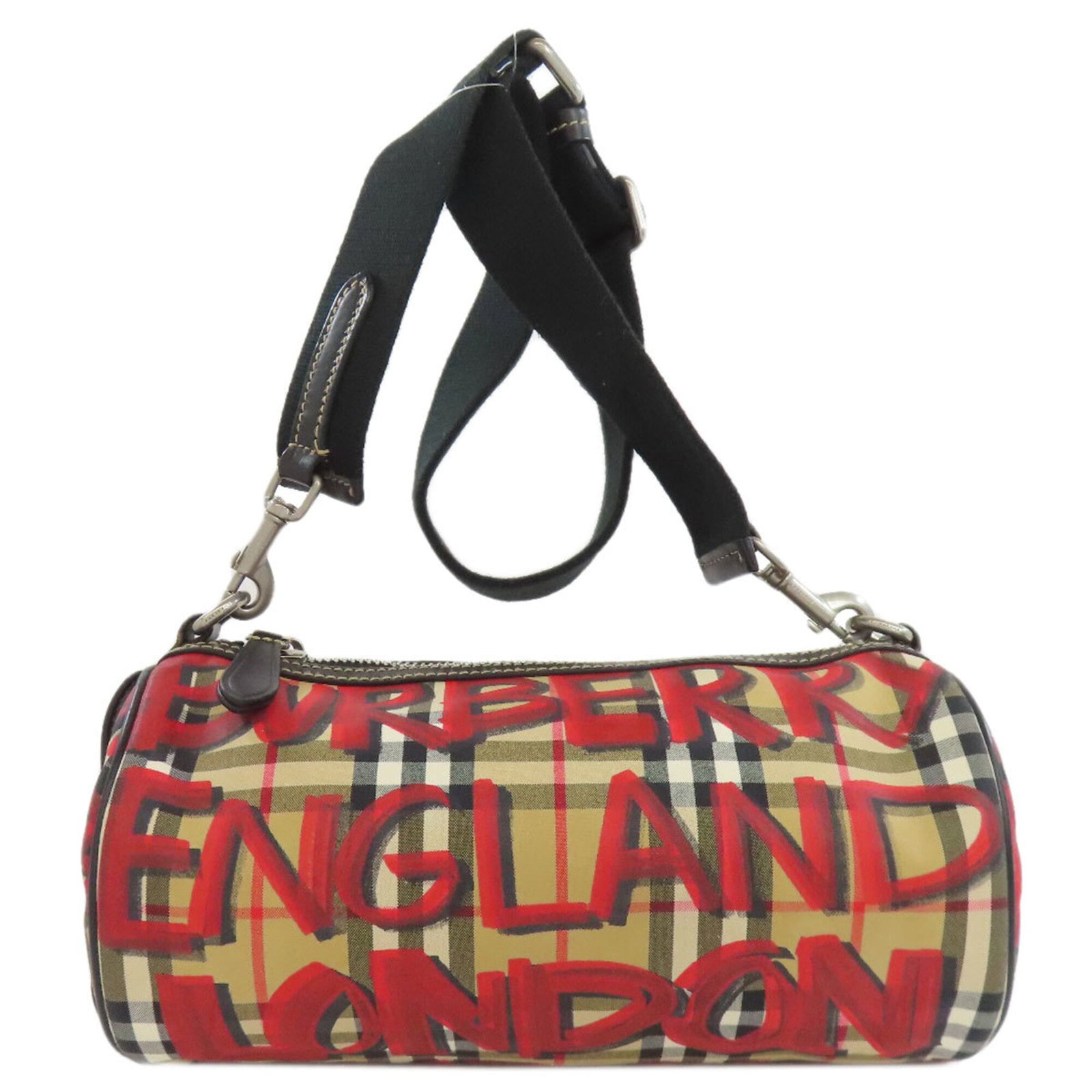 Nylon Burberry Bag Shoulder: Nylon Burberry Bag Shoulder Brown Nylon Burberry Bag Shoulder, 13cm x 26.5cm x 12.5cm. Made from durable nylon, this shoulder bag features a classic design with a brown color. The bag's compact size