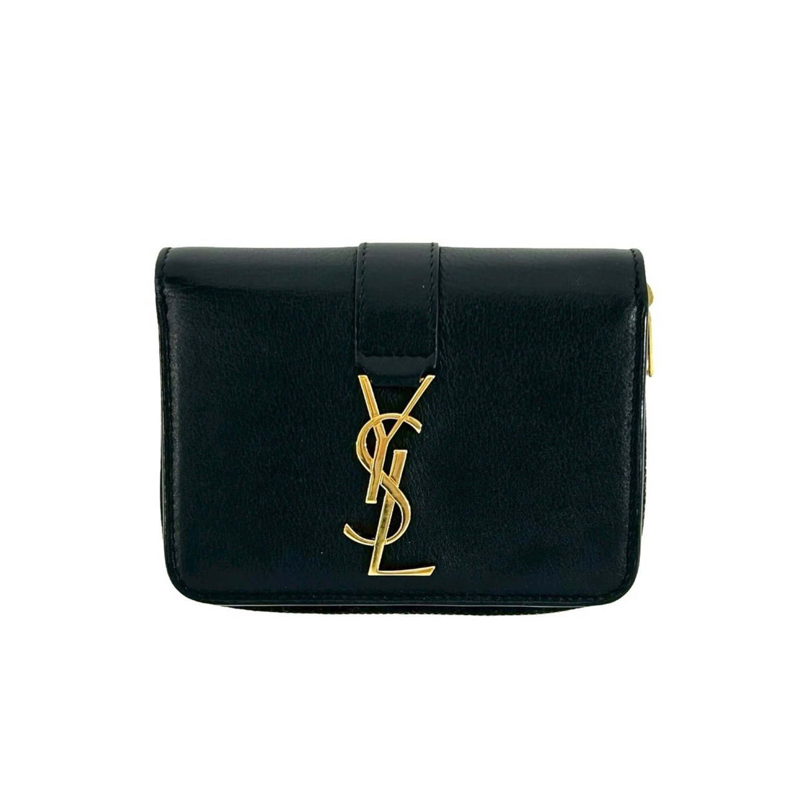Leather Bi Fold Wallet Saint: Leather Bi Fold Wallet Saint Black leather bi-fold wallet with a sleek design, measuring 9cm x 12cm x 3cm. This stylish wallet features a classic bi-fold layout, perfect for everyday use. Its durable