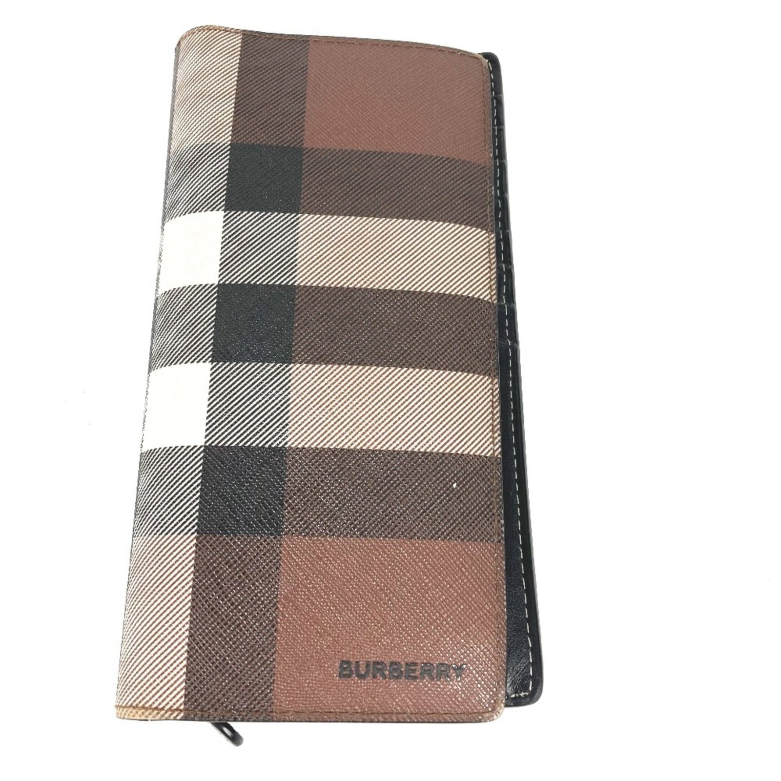 PVC Wallet Bi Fold Burberry: PVC Wallet Bi Fold Burberry Burberry's PVC bi-fold wallet features a sleek, brown design with a compact size of 19cm x 9.5cm. Made from high-quality PVC material, this wallet is both durable and