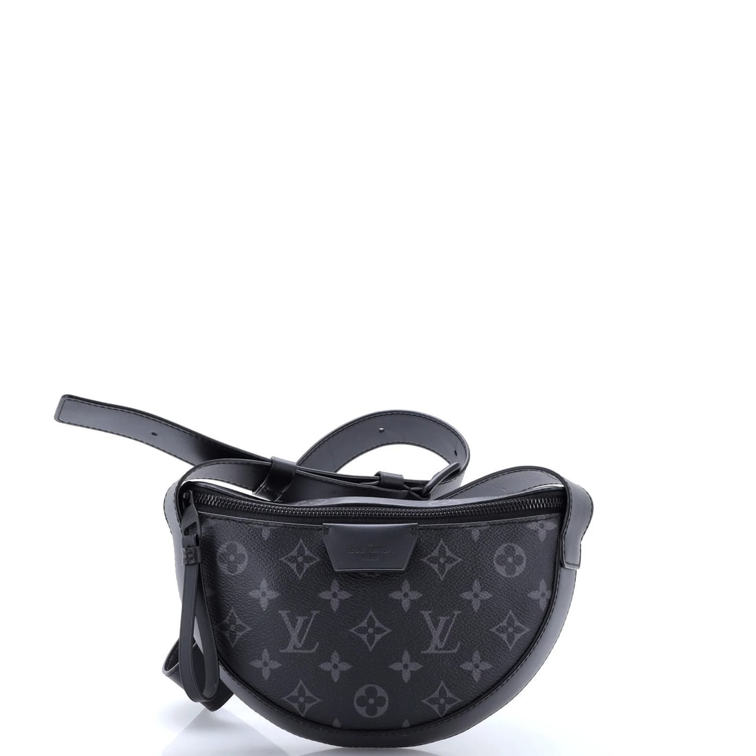 Louis Vuitton LV Moon Crossbody Bag Monogram Eclipse Canvas: Louis Vuitton LV Moon Crossbody Bag Monogram Eclipse Canvas Black canvas coated Louis Vuitton LV Moon Crossbody Bag Monogram Eclipse in great condition, featuring scuffs and edge wear on the exterior 