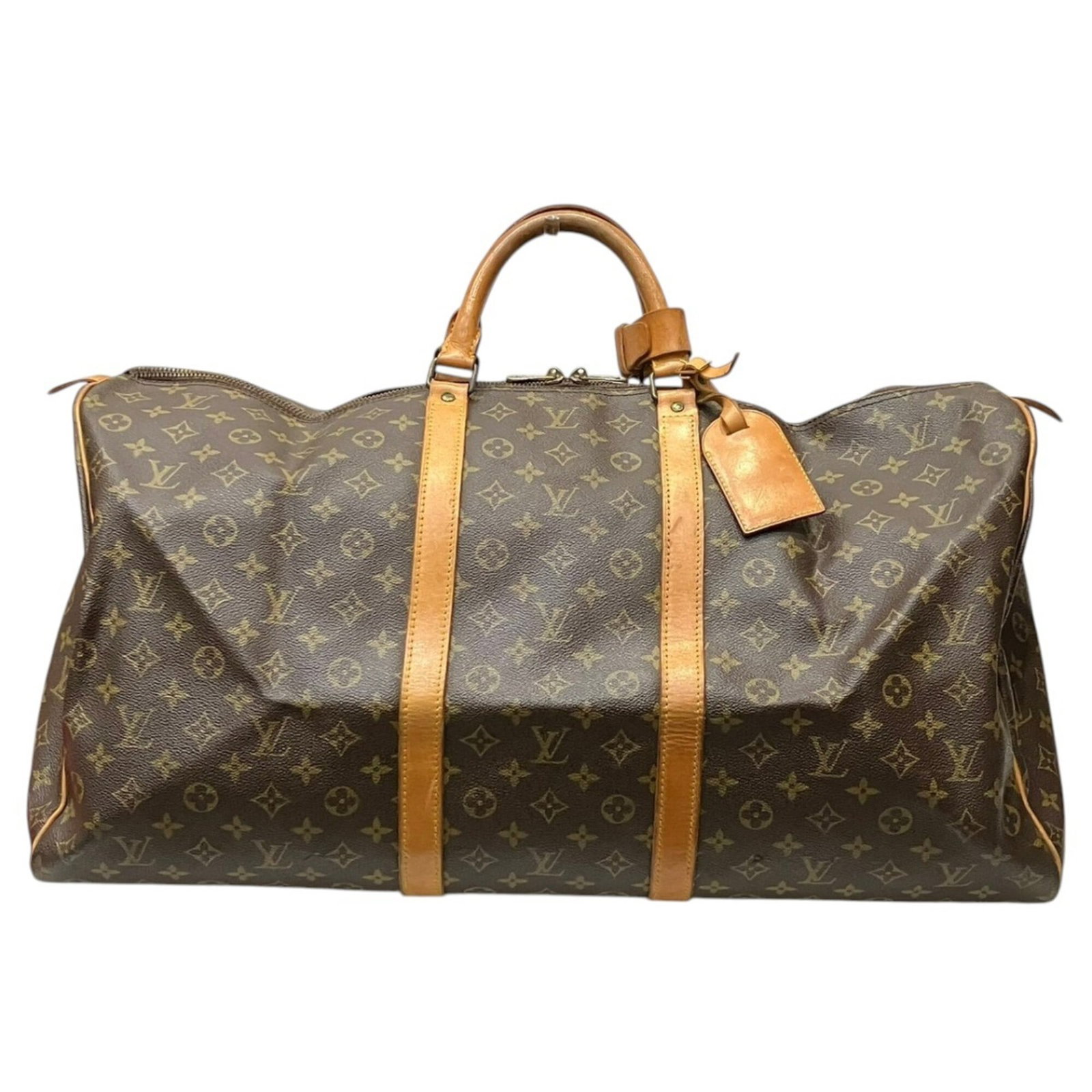 Vuitton Monogram Bag Louis Boston: Vuitton Monogram Bag Louis Boston Brown Monogram Boston Bag by Louis Vuitton, 30cm x 60cm x 27cm, features a classic design with a zipper closure and 32cm long handle. This iconic bag boasts the