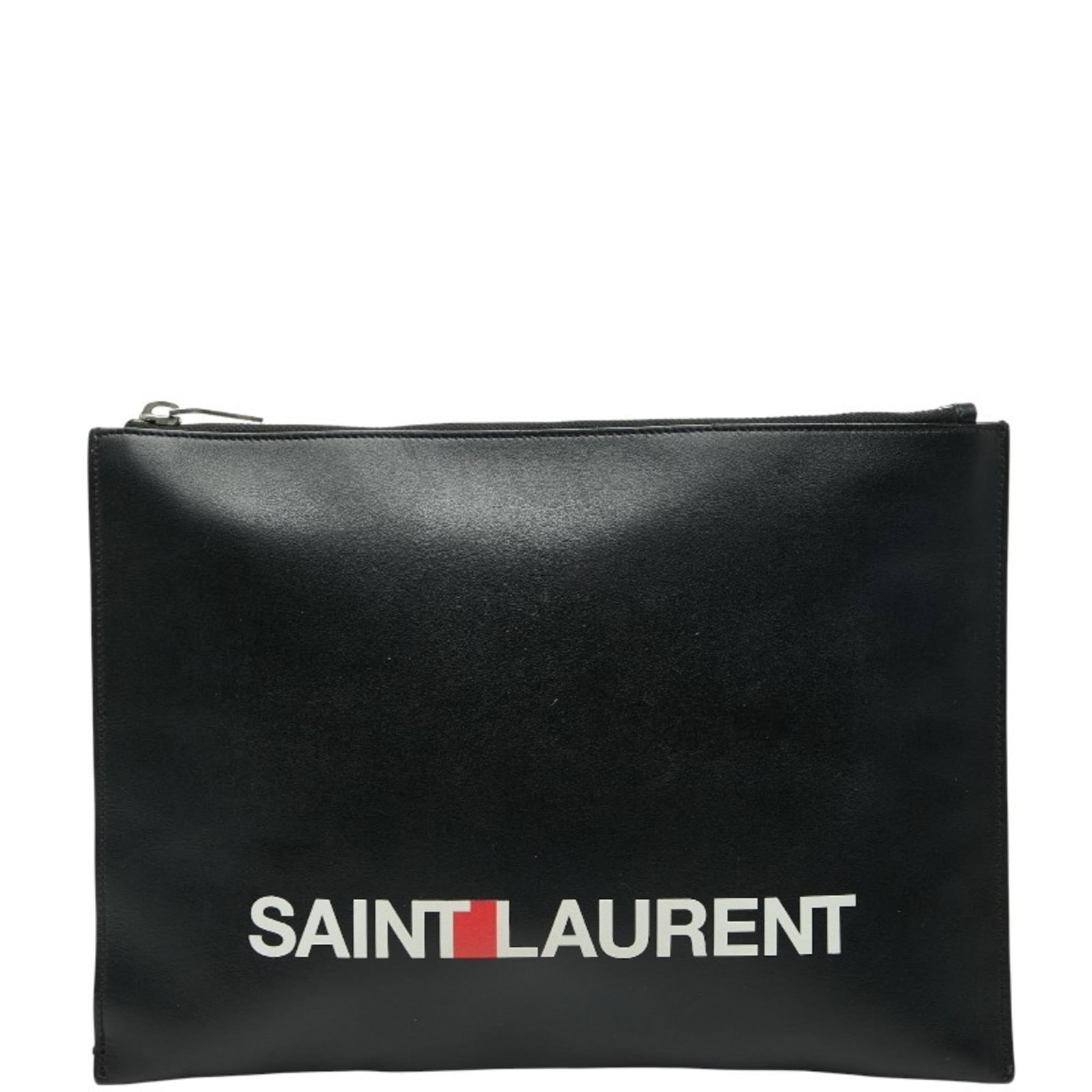 Saint Laurent bag clutch leather: Saint Laurent bag clutch leather This Saint Laurent bag clutch is made from high-quality leather in black and white, featuring a sleek and modern design. Measuring 20.5cm x 29cm x 1cm, it is a