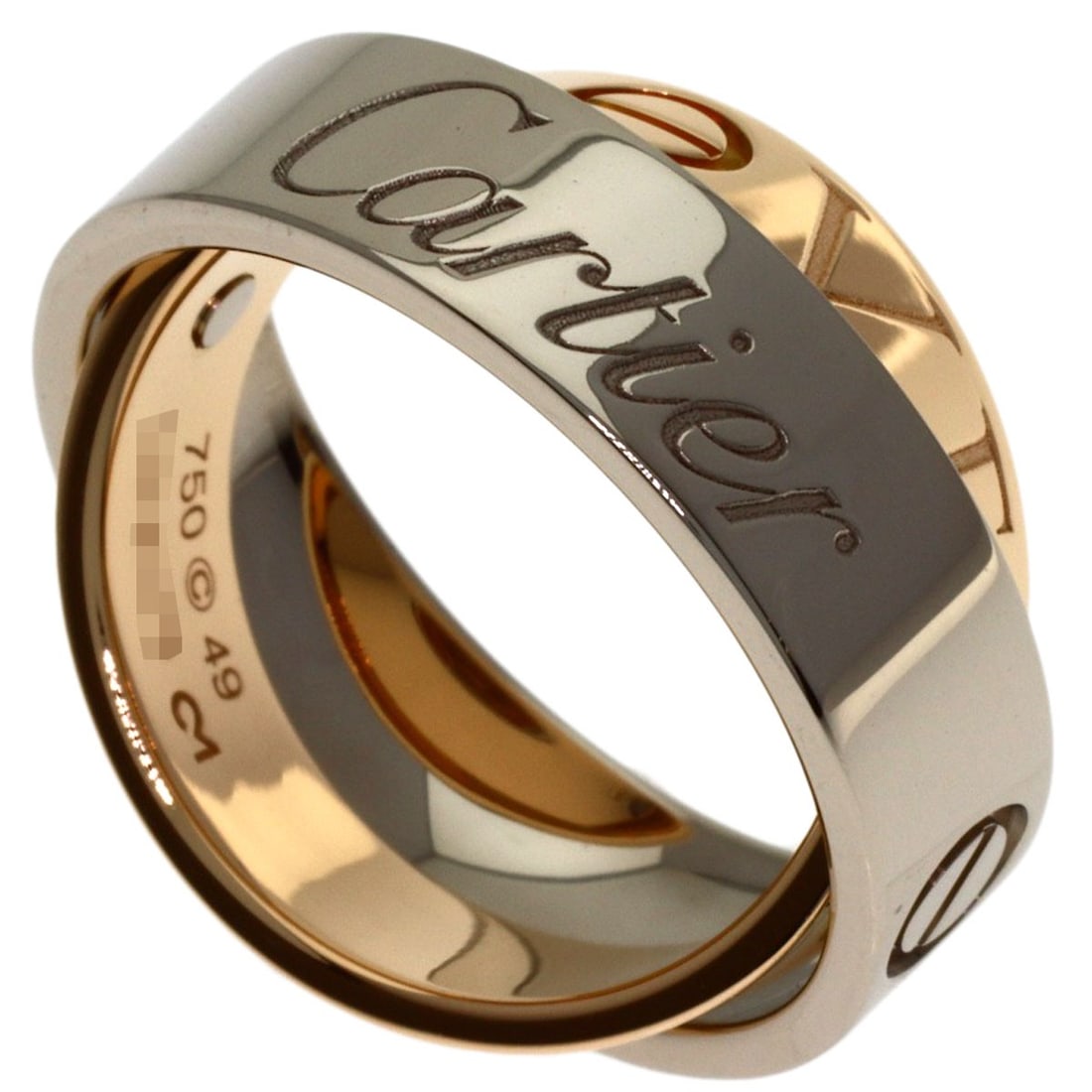 Cartier Secret Love #49 Ring K18 White Gold 18K Pink Gold: Cartier Secret Love #49 Ring K18 White Gold 18K Pink Gold K18 White Gold 18K Pink Gold ring from Cartier, featuring a signature, available in size 5(US). This 18K gold ring showcases the brand's