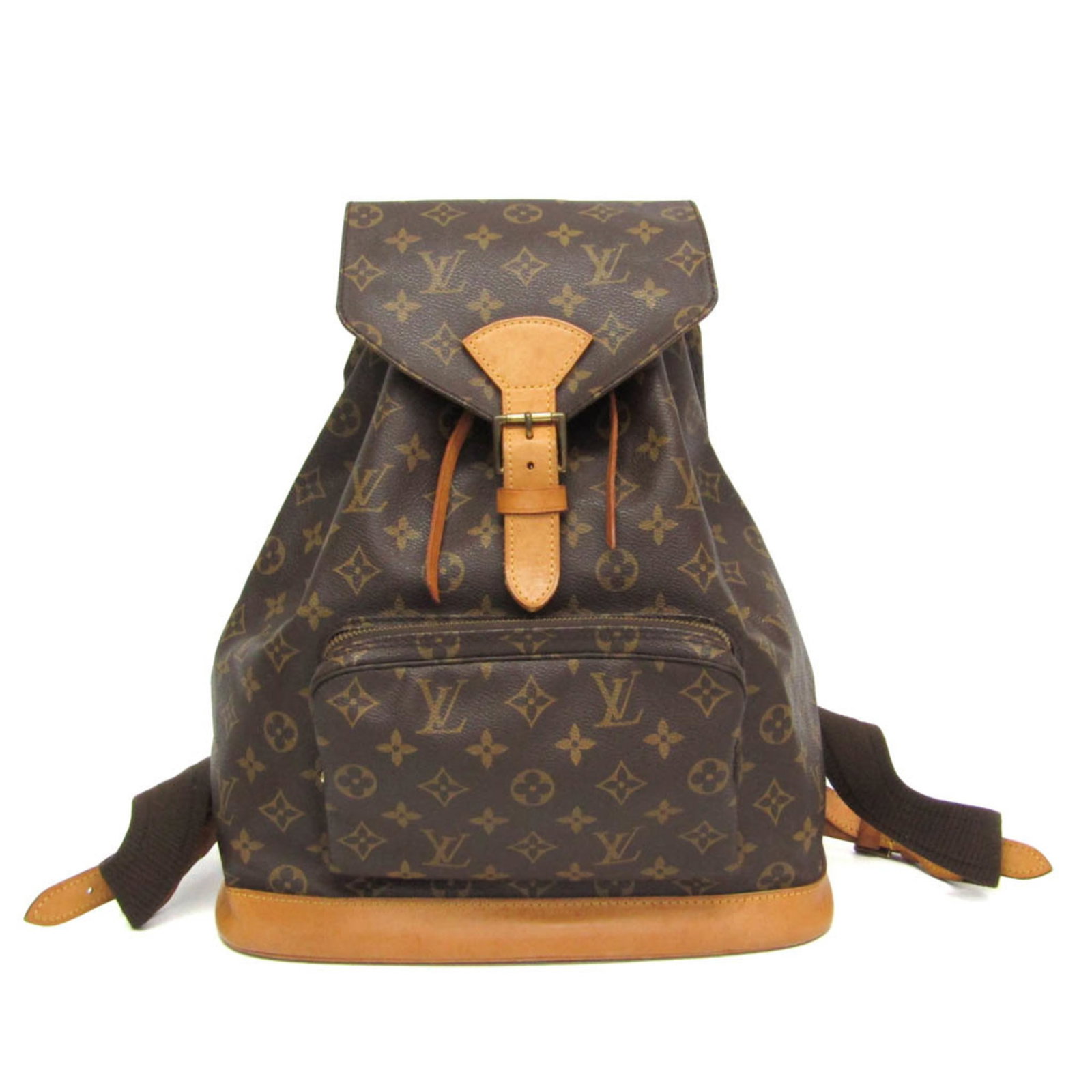 Vuitton Louis Monogram Backpack: Vuitton Louis Monogram Backpack The Vuitton Louis Monogram Backpack is a stylish and functional bag, featuring the iconic Monogram pattern in rich brown. With a spacious open pocket and a zipper pocke