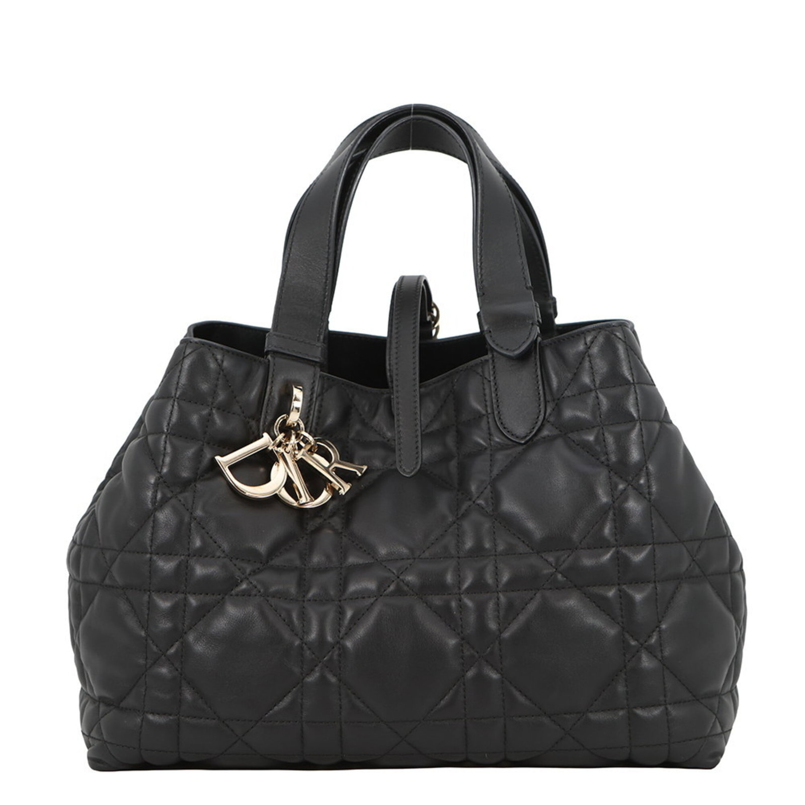 Handbag Leather Dior Christian: Handbag Leather Dior Christian Handbag Leather Dior Christian - A sleek and sophisticated black calfskin handbag, featuring a classic design with a structured shape and a subtle sheen to the leather. 