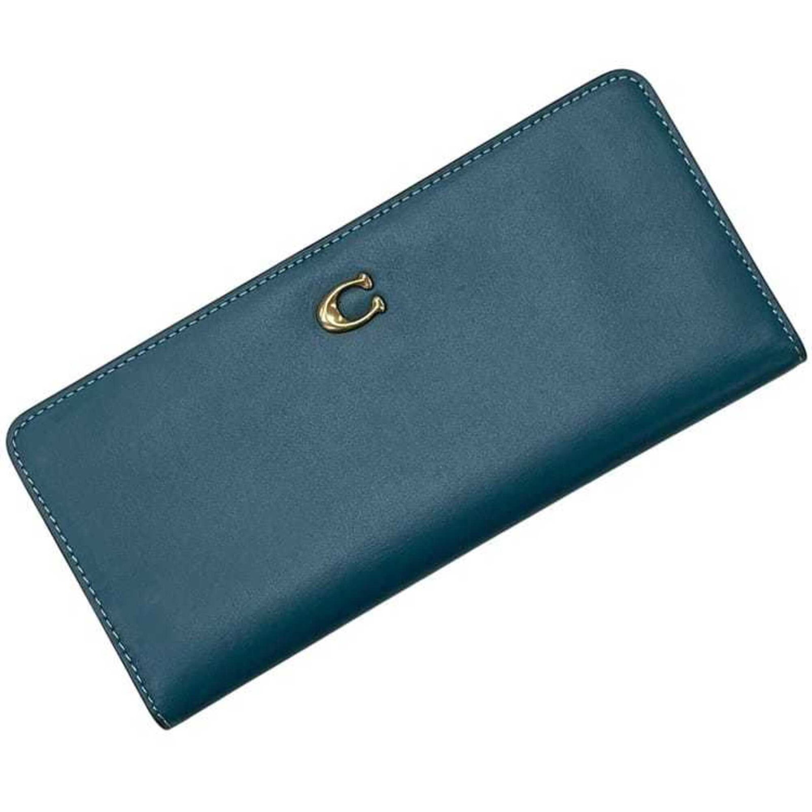 Bi Fold Leather Wallet Coach: Bi Fold Leather Wallet Coach This Coach Country bi-fold leather wallet features a stylish blue-green color and a compact design, measuring 9.5cm x 20cm x 1cm. Made from high-quality leather, its