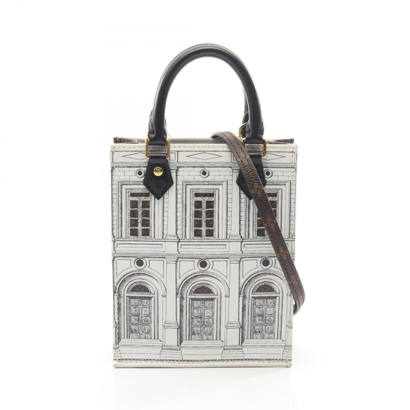 Canvas Pvc Leather Louis Vuitton Handbag Coated: Canvas Pvc Leather Louis Vuitton Handbag Coated Canvas, PVC, and leather come together in this unique Louis Vuitton handbag, available in black, brown, and white. Measuring 17cm x 14cm x 5cm, it's a