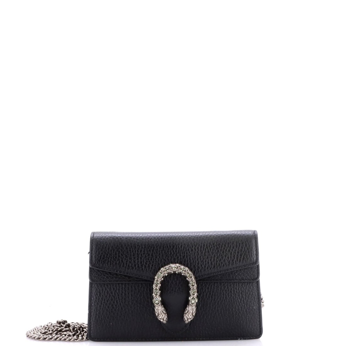 Super Mini Leather Bag Dionysus Gucci: Super Mini Leather Bag Dionysus Gucci Super Mini Leather Bag Dionysus Gucci in Black. This stylish Super Mini Dionysus Bag from Gucci features a sleek black leather exterior adorned with crystal accen