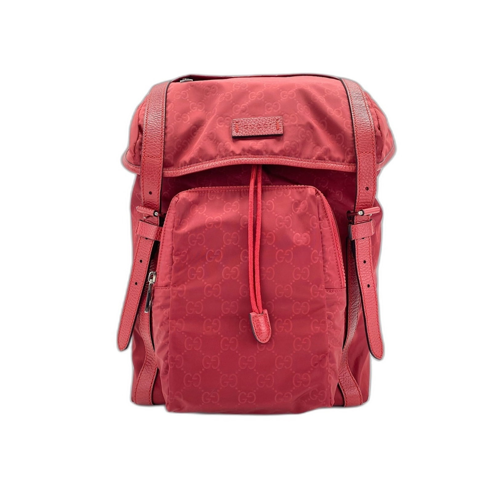 Nylon Backpack Gucci: Nylon Backpack Gucci Red Nylon Backpack from Gucci, measuring 44cm x 40cm x 18cm, with a vibrant red color. This nylon backpack from Gucci features a classic design with a durable construction,