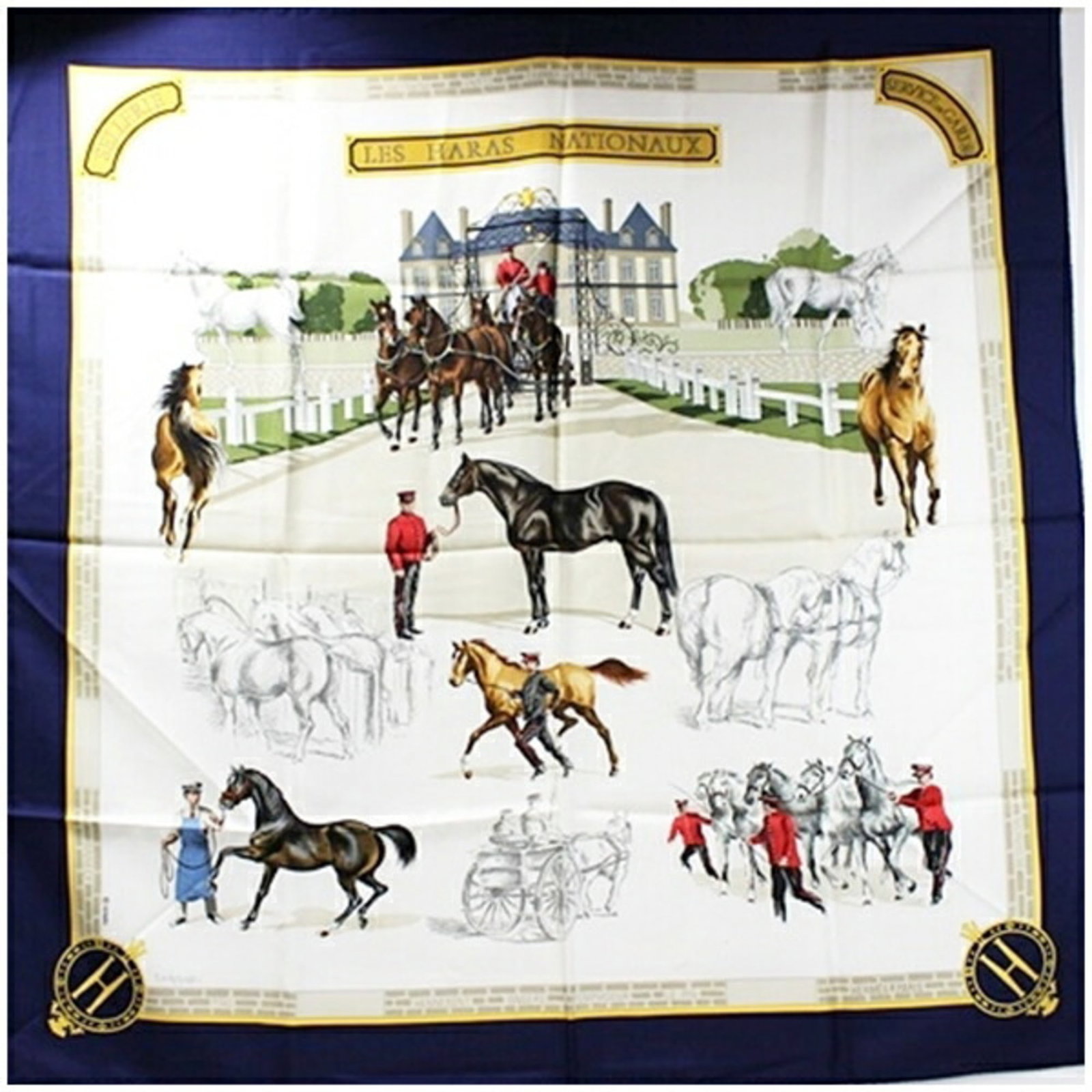 Hermes Scarf: Hermes Scarf Navy and white striped silk scarf from the renowned French fashion house Hermes, measuring 90cm x 88cm. This classic scarf is a timeless accessory that adds a touch of elegance to any