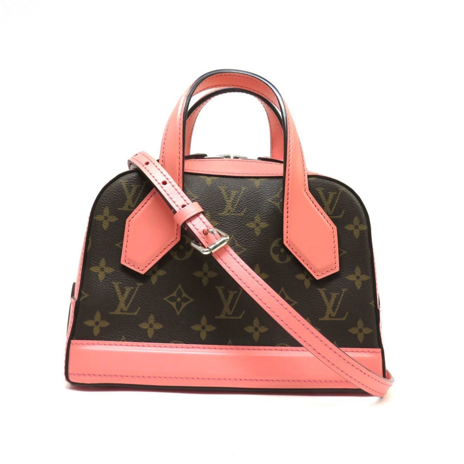Monogram Louis Vuitton Handbag Shoulder: Monogram Louis Vuitton Handbag Shoulder Corail, Pink Monogram Louis Vuitton Handbag Shoulder with Zipper Closure and 110cm - 120cm Adjustable Strap Length. This shoulder bag features the iconic
