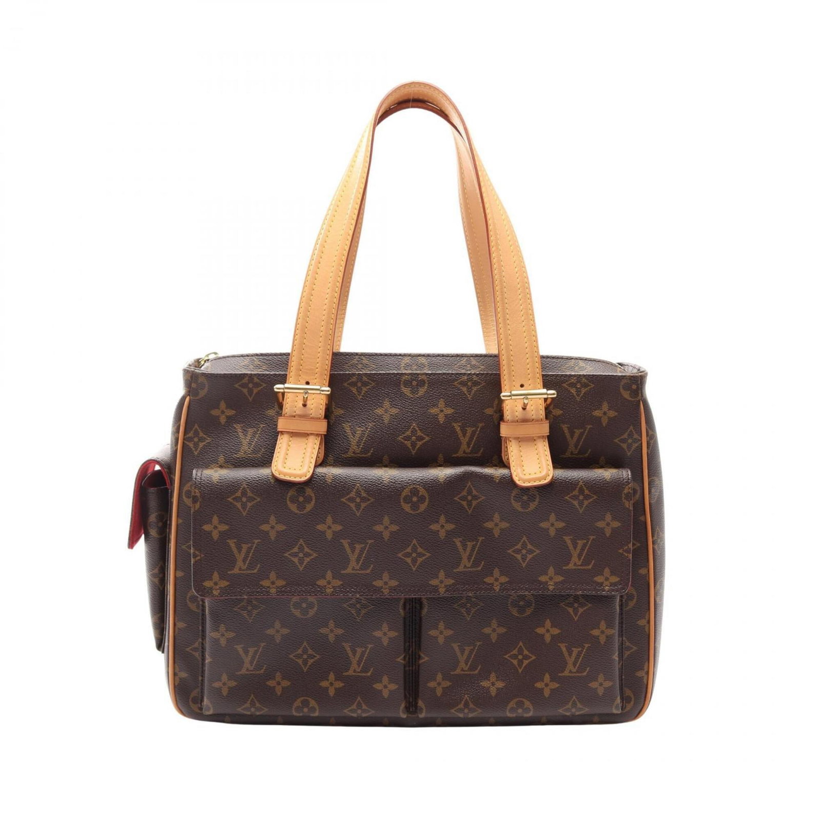 Louis Vuitton Handbag Monogram Leather: Louis Vuitton Handbag Monogram Leather Monogrammed leather handbag from Louis Vuitton, featuring the iconic monogram pattern in brown. The bag measures 27cm x 36.5cm x 11.5cm and is made of