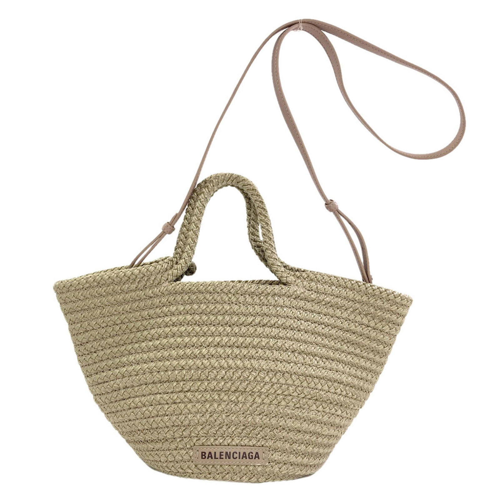 Nylon Basket Handbag Balenciaga: Nylon Basket Handbag Balenciaga Light green nylon basket handbag from Balenciaga, measuring 20cm x 34.5cm x 15cm. This nylon basket handbag features a unique design and material, standing out with
