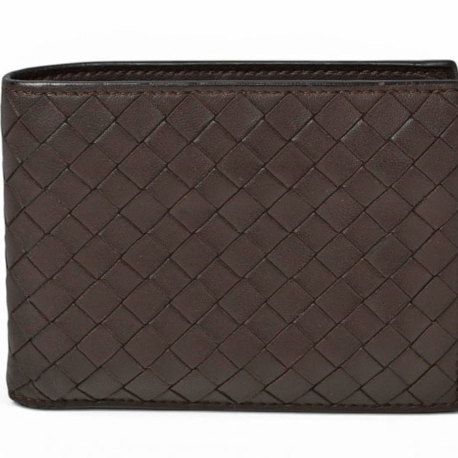 Bottega Veneta Wallet (Bi-Fold): Bottega Veneta Wallet (Bi-Fold) Dark brown Bottega Veneta bi-fold wallet with classic Intrecciato design, made in Italy. Measuring 8.8cm x 12cm x 1cm, this wallet features a timeless and