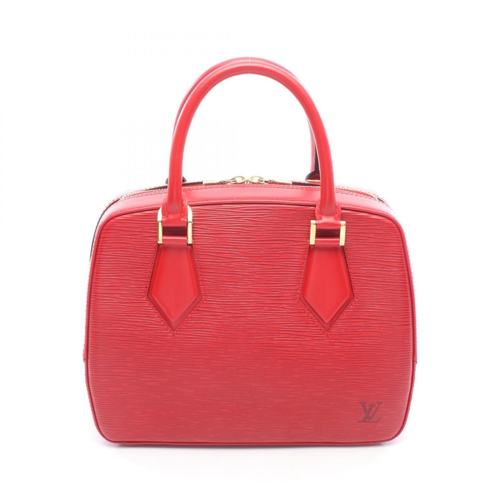 Epi Leather Louis Vuitton Handbag: Epi Leather Louis Vuitton Handbag Epi leather Louis Vuitton handbag in red color, measuring 21cm x 26cm x 11cm, offering a classic and stylish design. The bag's Epi leather material provides a
