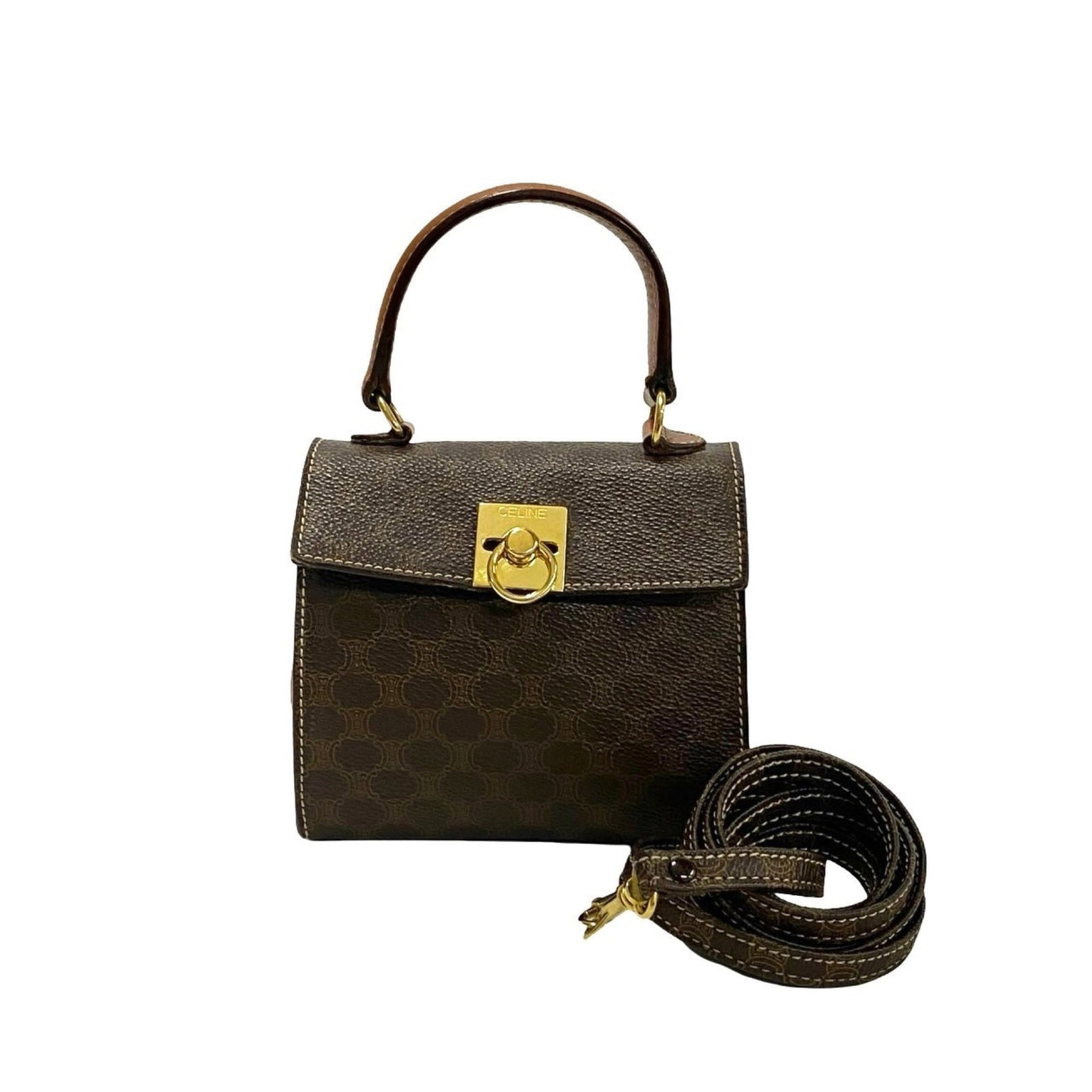 Celine Leather Pvc Handbag Shoulder Bag: Celine Leather Pvc Handbag Shoulder Bag Celine Leather Pvc Handbag Shoulder Bag - A stylish and compact shoulder bag made from high-quality leather and PVC, featuring a classic brown color and adjusta