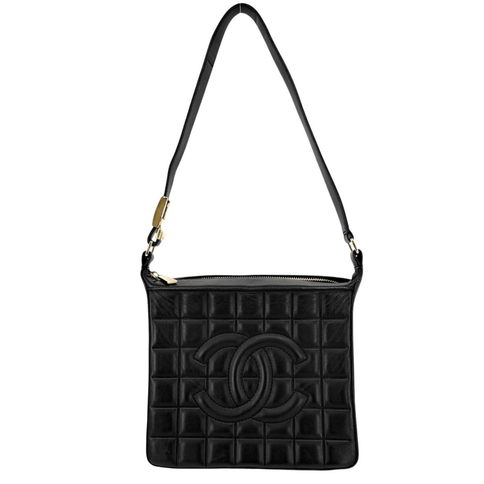 Shoulder Bag Leather Handbag Chanel: Shoulder Bag Leather Handbag Chanel Black lambskin leather shoulder bag from Chanel, measuring 16cm x 19.5cm x 6.5cm. This stylish handbag features a classic design and premium leather construction.