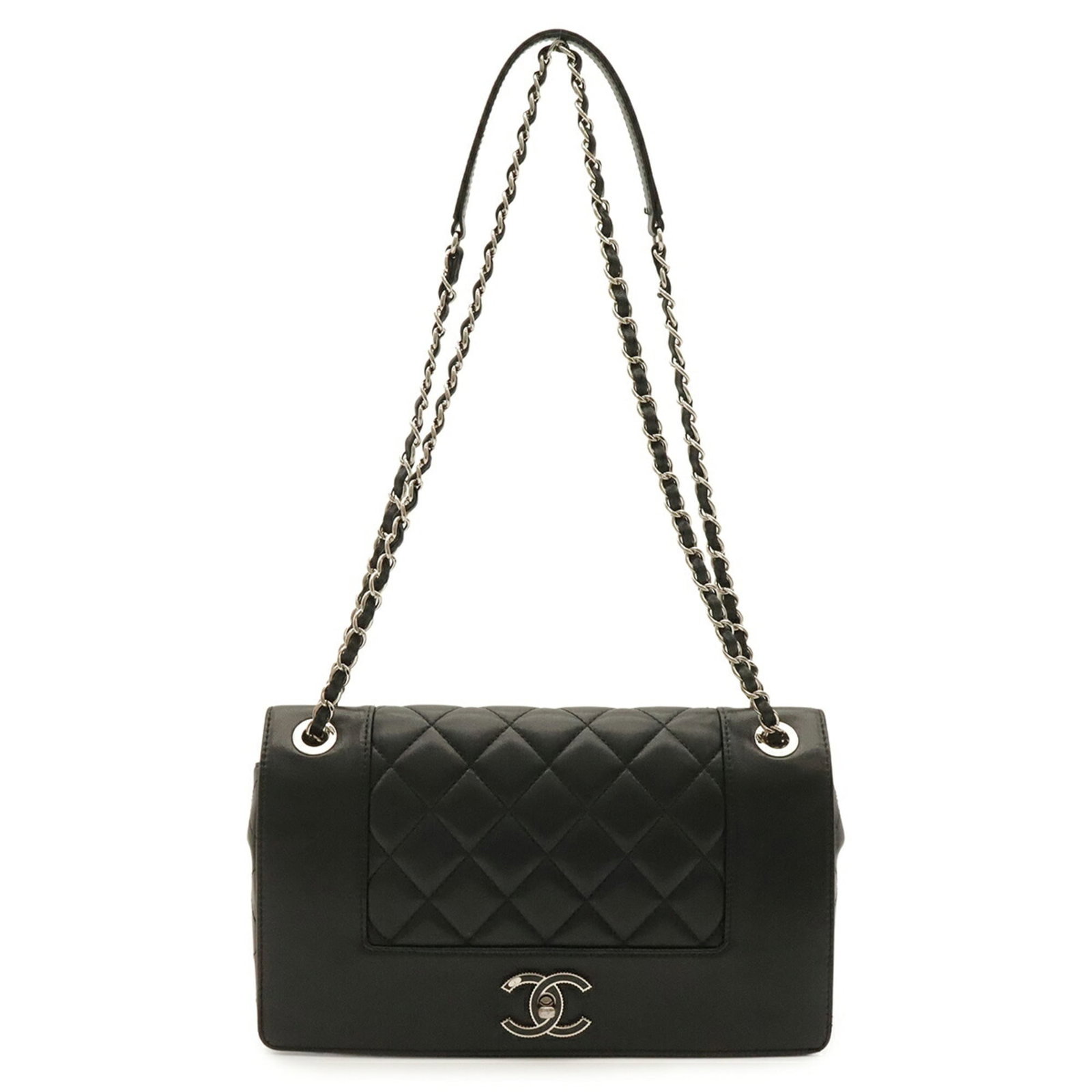 Shoulder Bag Leather Chanel: Shoulder Bag Leather Chanel Black leather shoulder bag from Chanel, featuring silver hardware and a sleek 17.5cm x 29cm x 8cm design. This classic shoulder bag is made from high-quality leather and bo