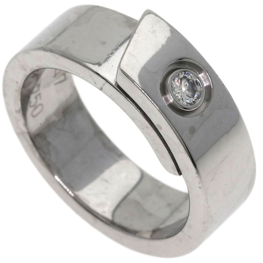 Diamond Cartier Anniversary Ring K18 White Gold #47: Diamond Cartier Anniversary Ring K18 White Gold #47 K18 White Gold Diamond Anniversary Ring from Cartier, featuring a silver metal exterior with a silver metal purity of K18, and adorned with a