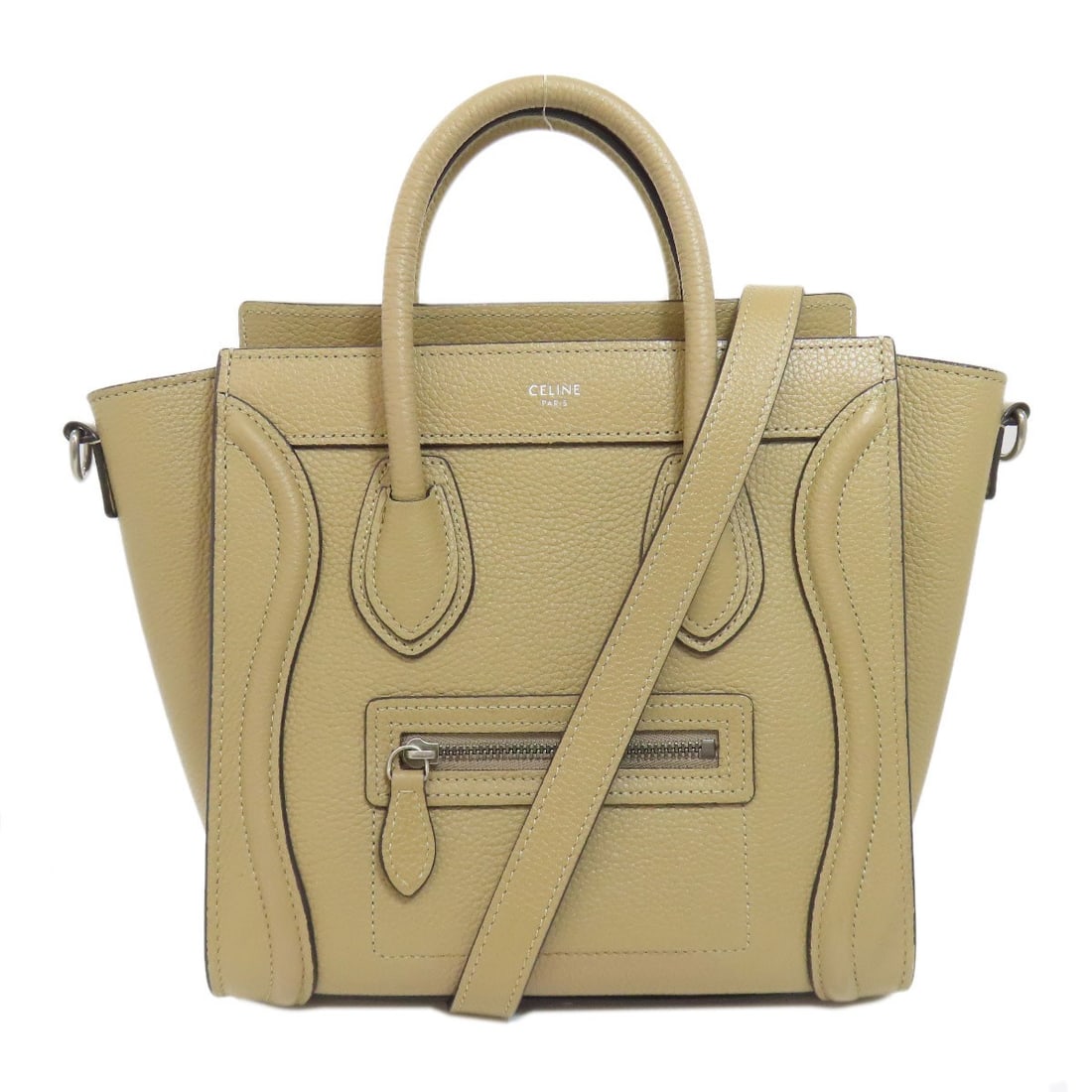 Nano Calf Luggage Celine 2 Way Handbag: Nano Calf Luggage Celine 2 Way Handbag Beige Celine Nano Calf Luggage Handbag with Detachable Strap. This 7.9 inch, 3.5 inch bag features a calf exterior and zip closure, showcasing a stylish and