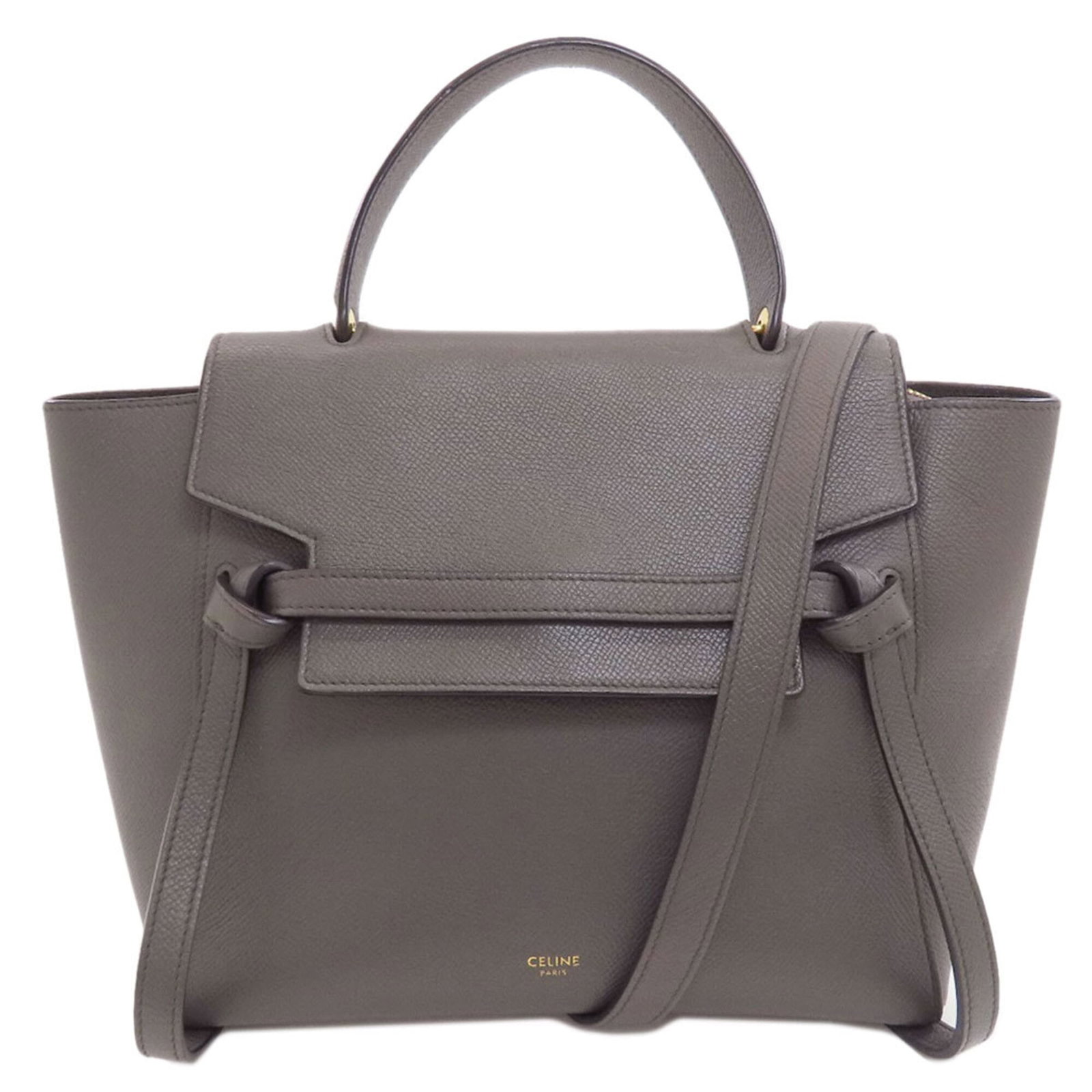 Celine Handbag Leather: Celine Handbag Leather The Celine Handbag Leather is a stylish and sophisticated accessory, crafted from high-quality calfskin leather in a beautiful gray hue. Measuring 21.5cm x 32cm x 13cm, this ele