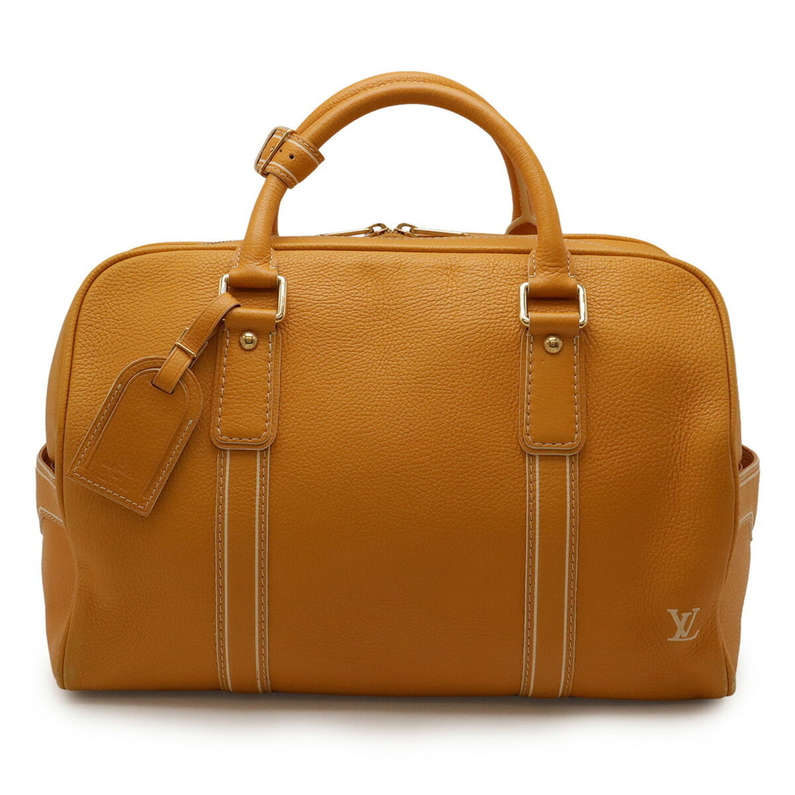 Louis Vuitton Boston Bag Leather: Louis Vuitton Boston Bag Leather Tobago leather construction gives this Louis Vuitton Boston bag its distinctive look and feel. The Jaune color adds a touch of elegance to this classic design, while t