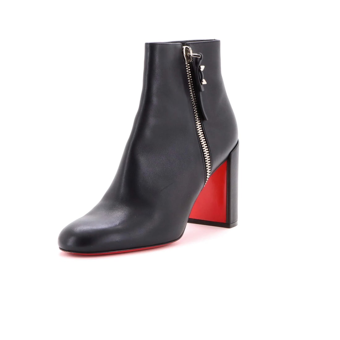 Christian Louboutin Women's Ziptotal Ankle Boots Leather 85: Christian Louboutin Women's Ziptotal Ankle Boots Leather 85 Black leather Christian Louboutin Women's Ziptotal Ankle Boots in US size 11, featuring a classic design with a zipper detail and silver