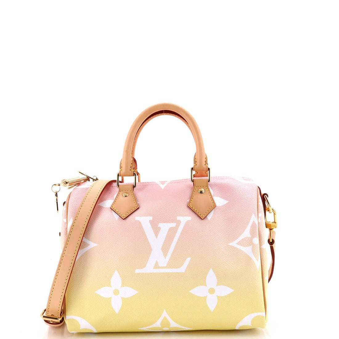 Monogram Giant Speedy Bag 25 By Louis Vuitton Pool The: Monogram Giant Speedy Bag 25 By Louis Vuitton Pool The Canvas Coated Louis Vuitton Speedy Bag 25 By The Pool Monogram Giant 25 features a multicolor exterior with gold hardware and a pink interior.