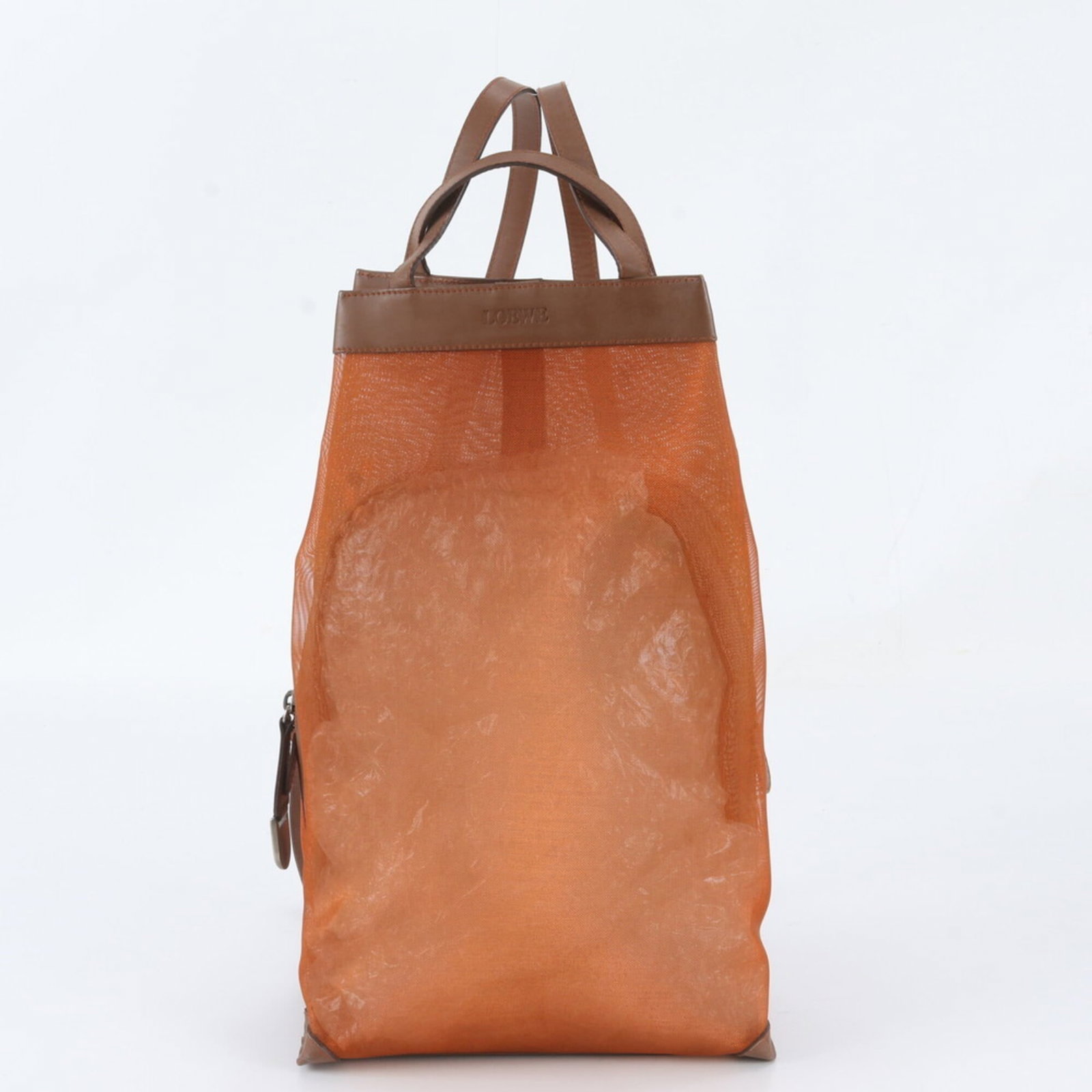 Backpack Leather Shoulder Loewe Bag: Backpack Leather Shoulder Loewe Bag Brown and Orange Leather Loewe Backpack Shoulder Bag, 39cm x 23cm x 9cm. This stylish shoulder bag features high-quality leather construction and a classic design.