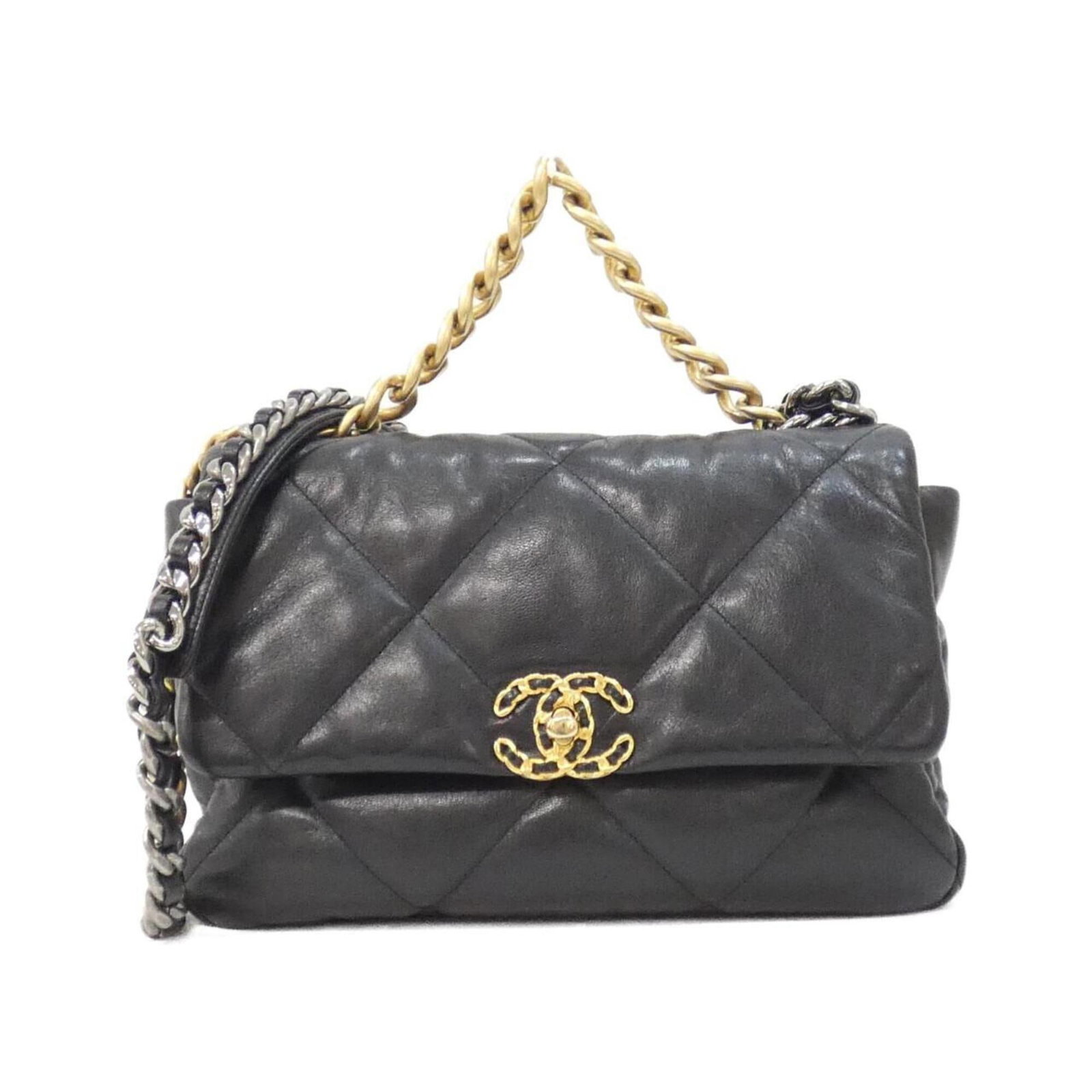 Shoulder Bag Leather Chanel: Shoulder Bag Leather Chanel The Chanel MPN AS1161 Shoulder Bag is crafted from high-quality Goatskin leather, featuring a sleek black finish and gold/silver hardware. Measuring 19cm x 30cm x 9cm,