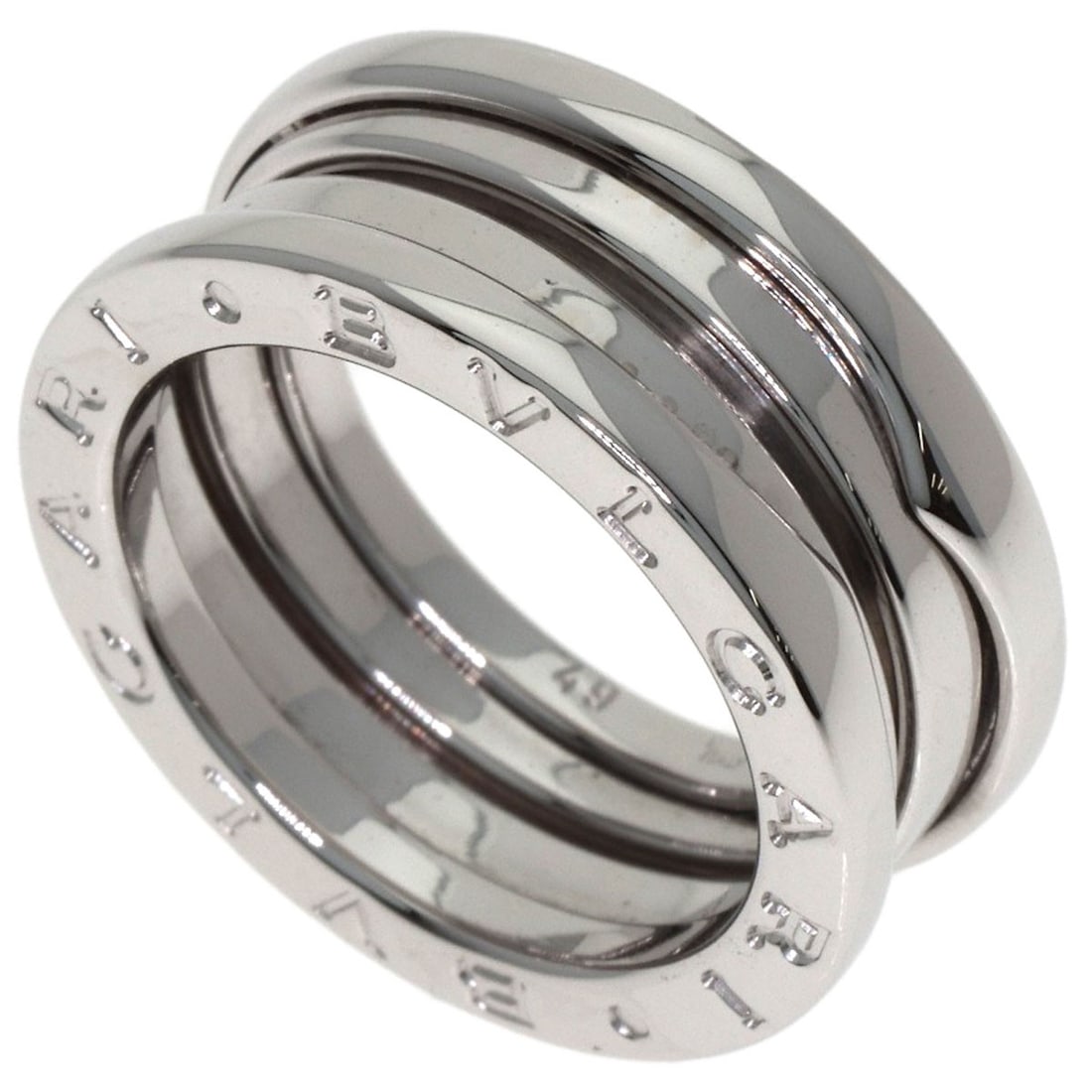 Bvlgari B.Zero1 2 Band #49 Ring K18 White Gold: Bvlgari B.Zero1 2 Band #49 Ring K18 White Gold Bvlgari B.Zero1 2 Band #49 Ring K18 White Gold features a sleek design with a silver metal exterior and K18 white gold material, showcasing the brand's