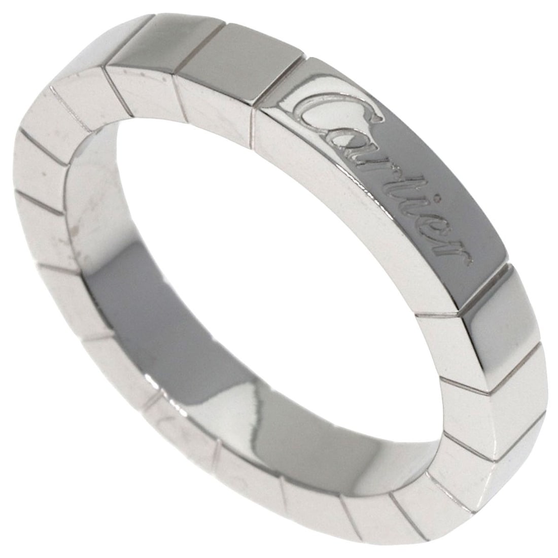 White Gold Ring #47 K18 Cartier Lanier: White Gold Ring #47 K18 Cartier Lanier K18 White Gold Cartier Lanier Ring #47 is a sleek and sophisticated silver-toned ring featuring a signature from the renowned French luxury brand Cartier. This