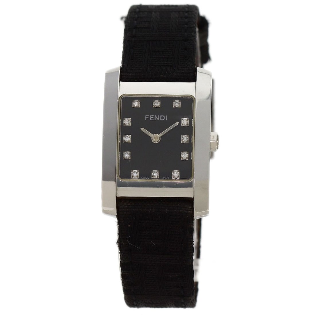 Diamond Watches 7000L Stainless Steel/ Leather Fendi Square Face: Diamond Watches 7000L Stainless Steel/ Leather Fendi Square Face Stainless steel and sleek leather combine in this Fendi square face watch, featuring a silver bezel and dial. The 21.4mm case size and