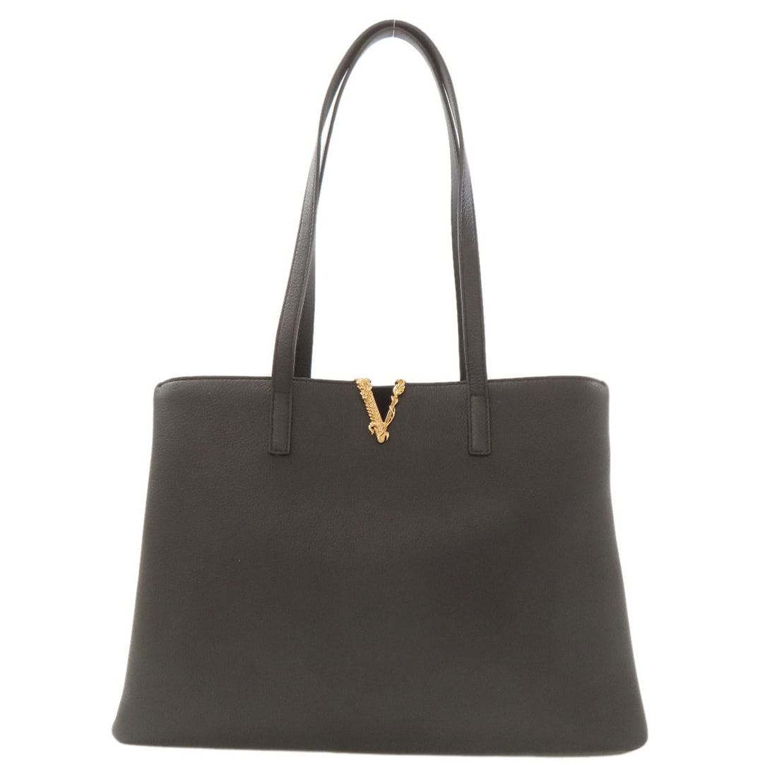 Versace Logo Tote Bag Calf: Versace Logo Tote Bag Calf Black calf leather Versace logo tote bag. The bag's exterior features a prominent logo, made from black calf leather. Item Specifics: Brand: VERSACE Style: Tote Bag Color:
