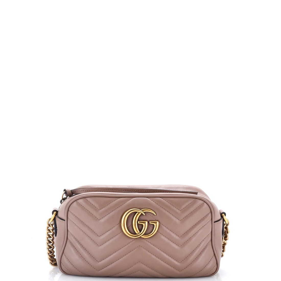 Gucci GG Marmont Shoulder Bag Matelasse Leather Small: Gucci GG Marmont Shoulder Bag Matelasse Leather Small Small Gucci GG Marmont Shoulder Bag in Neutral Matelasse Leather. This cross body bag features a neutral exterior with heavy edge wear, scuffs, an