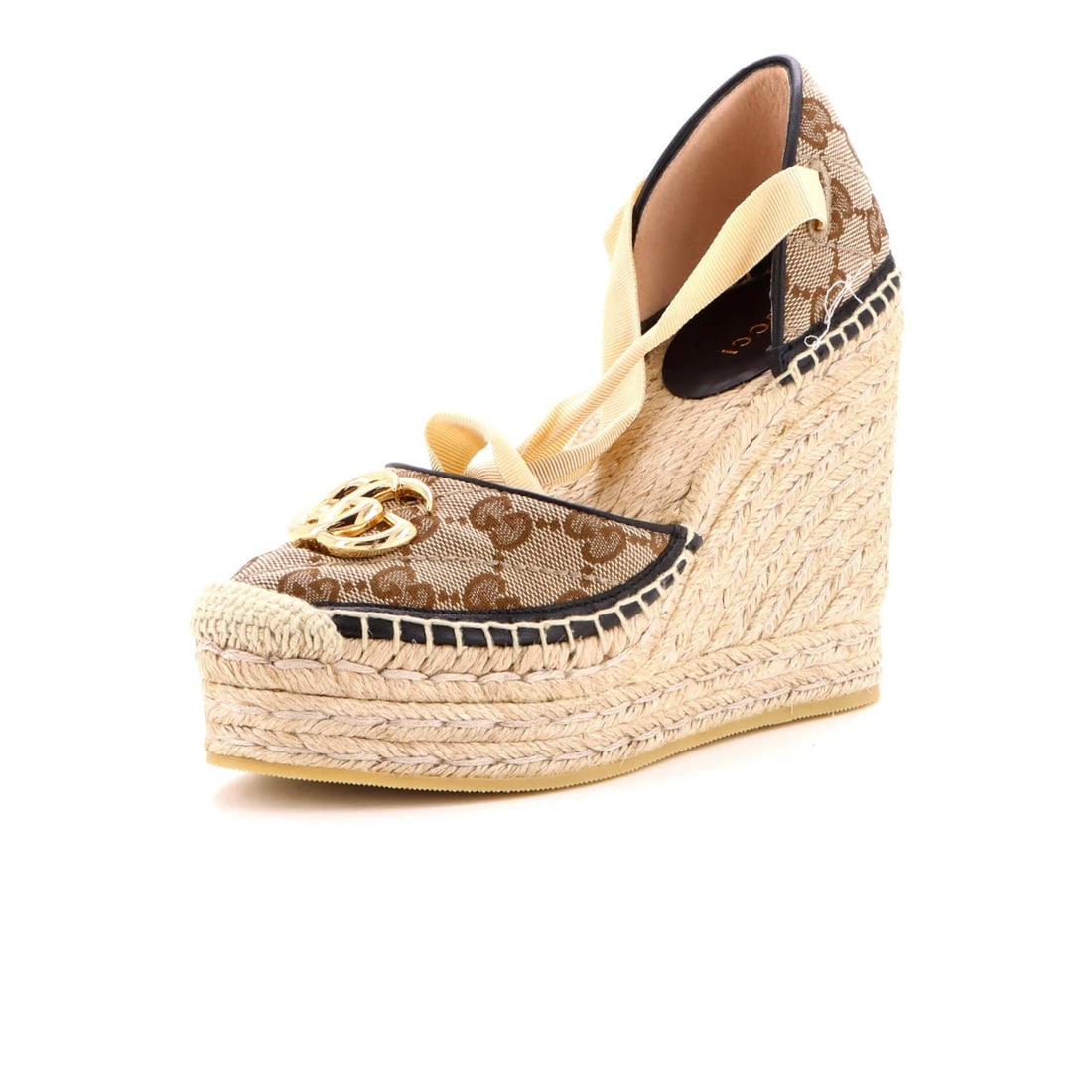 Gucci Women's GG Marmont Wedge Espadrilles Diagonal Quilted GG Canvas: Gucci Women's GG Marmont Wedge Espadrilles Diagonal Quilted GG Canvas Gucci's Women's GG Marmont Wedge Espadrilles boast a striking diagonal quilted design on canvas, paired with jute and leather acce