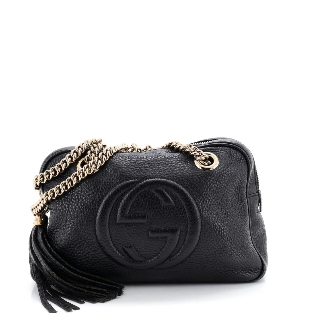 Small Leather Zip Chain Bag Gucci Soho: Small Leather Zip Chain Bag Gucci Soho Small Leather Zip Chain Bag Gucci Soho in Black. This stylish shoulder bag features a sleek design with a chain zip closure, made from high-quality black leather