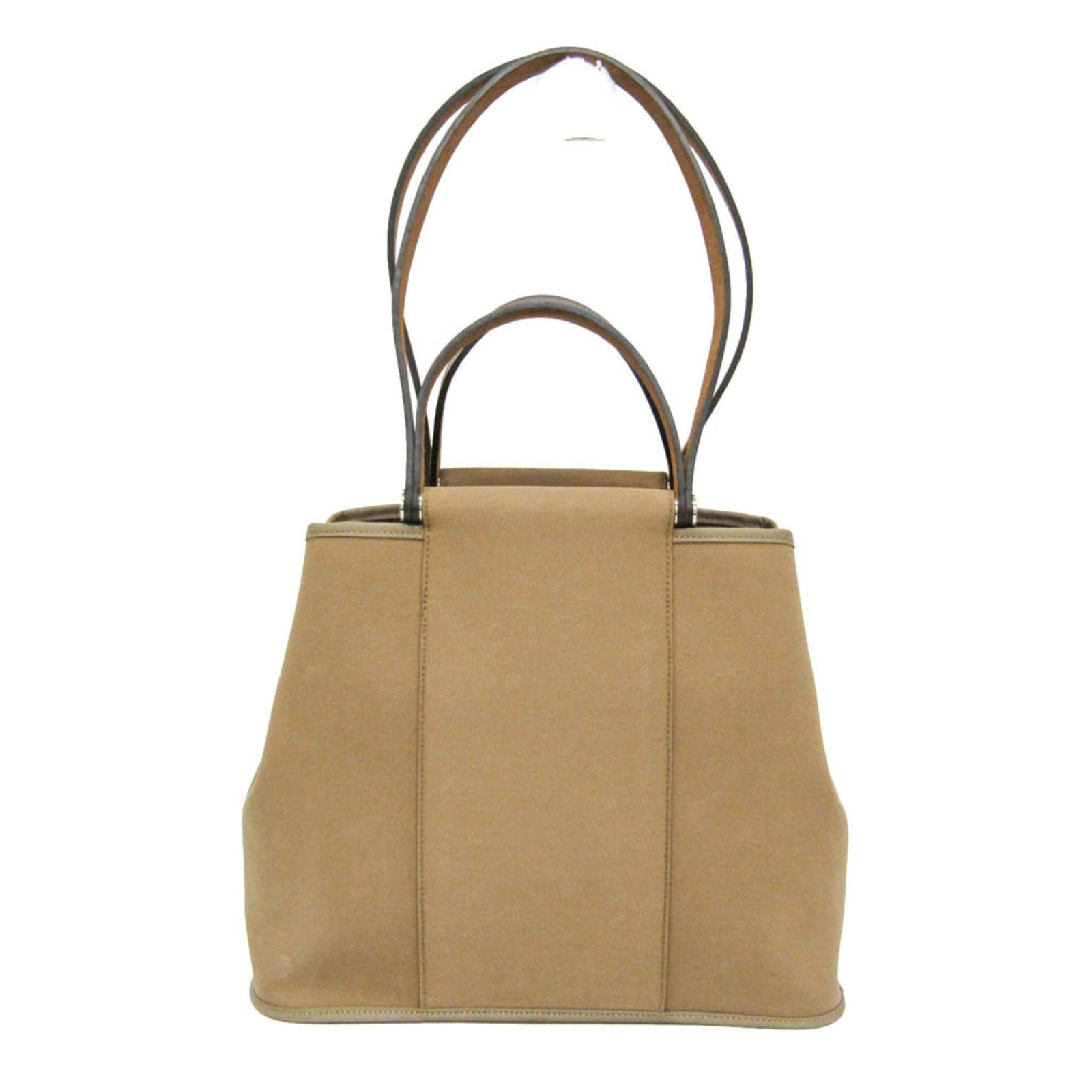 Handbag Tote Officier Leather Hermes Toile: Handbag Tote Officier Leather Hermes Toile Dark brown, grayish leather tote bag with silver hardware, featuring a classic Toile officier design. This 2012 Hermes Cabag PM tote boasts a spacious
