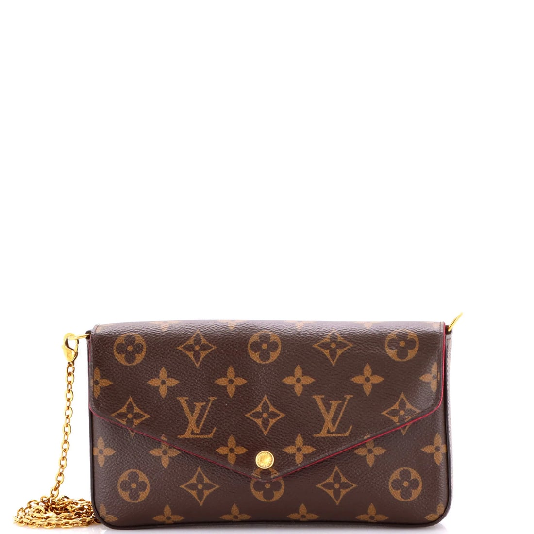 Monogram Pochette Canvas Vuitton Felicie Louis: Monogram Pochette Canvas Vuitton Felicie Louis The Louis Vuitton Felicie Pochette Monogram Canvas Vuitton is a stylish cross body bag with a classic design. Measuring 4.5" tall and 8" wide, this
