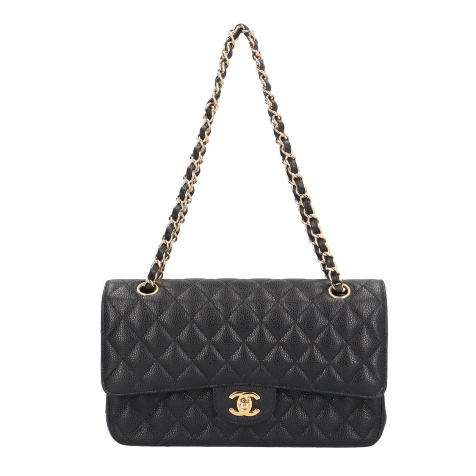 Calfskin Grained Chanel Bag Shoulder: Calfskin Grained Chanel Bag Shoulder Calfskin Grained Chanel Bag Shoulder is made from high-quality Grained Calfskin material. The bag features a classic shoulder design with a black color and precise