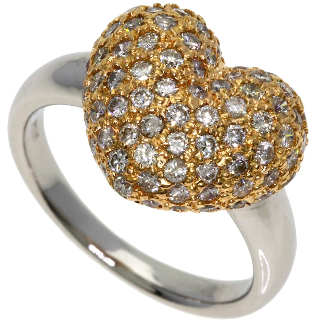 Platinum Pt900 18K Pink Gold Diamond Ring Heart Motif 7.8G: Platinum Pt900 18K Pink Gold Diamond Ring Heart Motif 7.8G Platinum Pt900 18K Pink Gold Diamond Ring Heart Motif 7.8G features a striking 1ct D diamond set in an 18K pink gold ring with a platinum