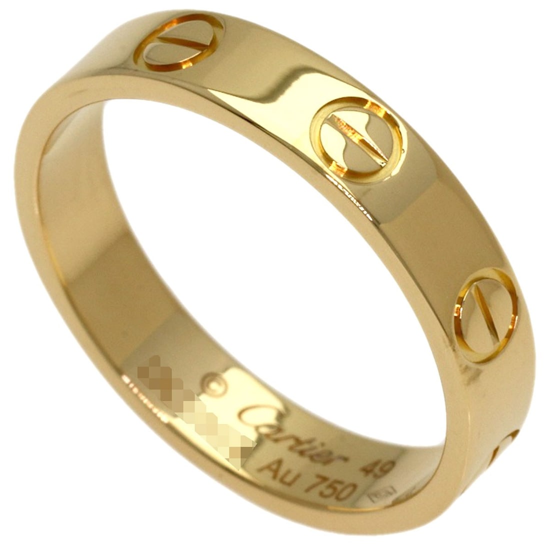 Yellow Gold K18 Mini Love Cartier Ring: Yellow Gold K18 Mini Love Cartier Ring K18 Yellow Gold Mini Love Cartier Ring - A delicate and elegant ring featuring 18k yellow gold material, ring size 5(US), and an open closure. This miniature mas