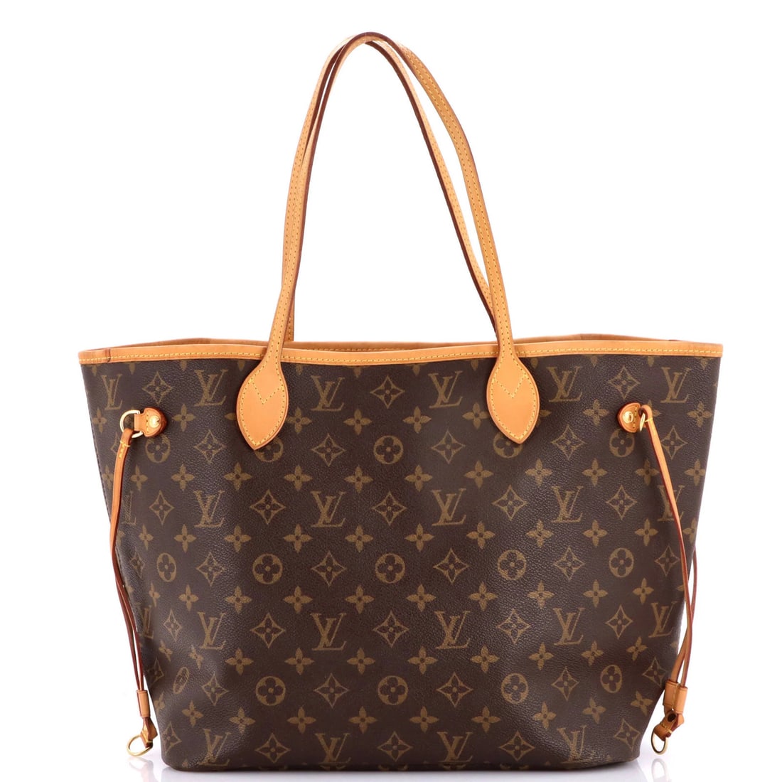 Louis Vuitton Neverfull Tote Monogram Canvas MM: Louis Vuitton Neverfull Tote Monogram Canvas MM Brown Louis Vuitton Neverfull Tote Monogram Canvas MM with heavy edge wear, scuffs, and minor creases. This classic tote features a signature gold monog