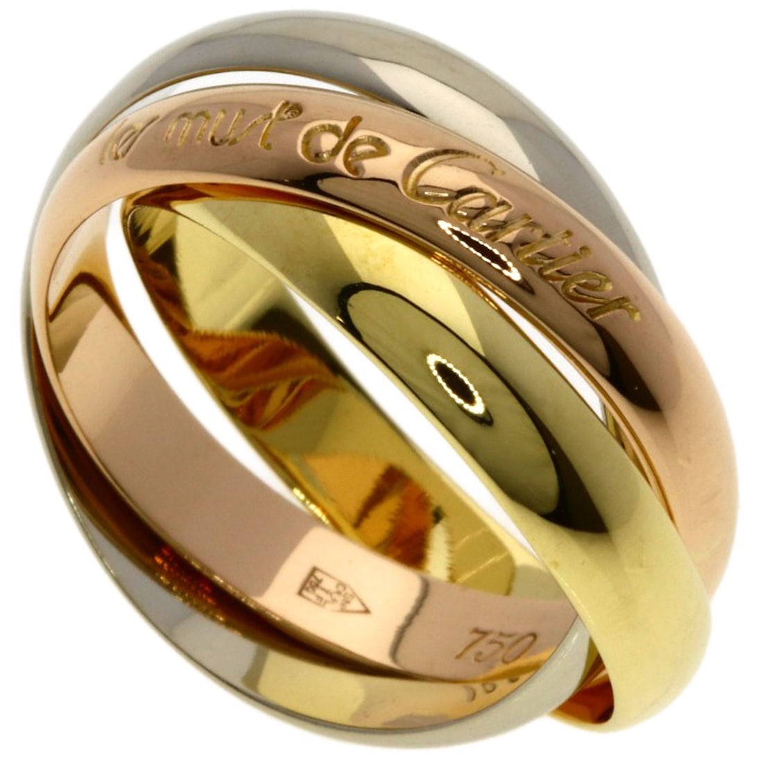 Cartier Trinity #51 Ring K18 Yellow Gold K18 White Gold: Cartier Trinity #51 Ring K18 Yellow Gold K18 White Gold K18 Yellow Gold and White Gold Cartier Trinity Ring, size 5.75, features a unique combination of two precious metals, showcasing the brand's sig