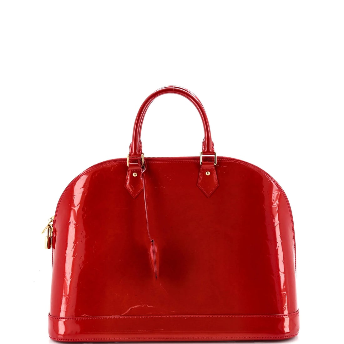 Vernis Monogram Handbag Alma GM Louis Vuitton: Vernis Monogram Handbag Alma GM Louis Vuitton Patent leather exterior and rich burgundy interior make this Louis Vuitton Alma GM handbag a striking accessory. The iconic monogram Vernis GM pattern