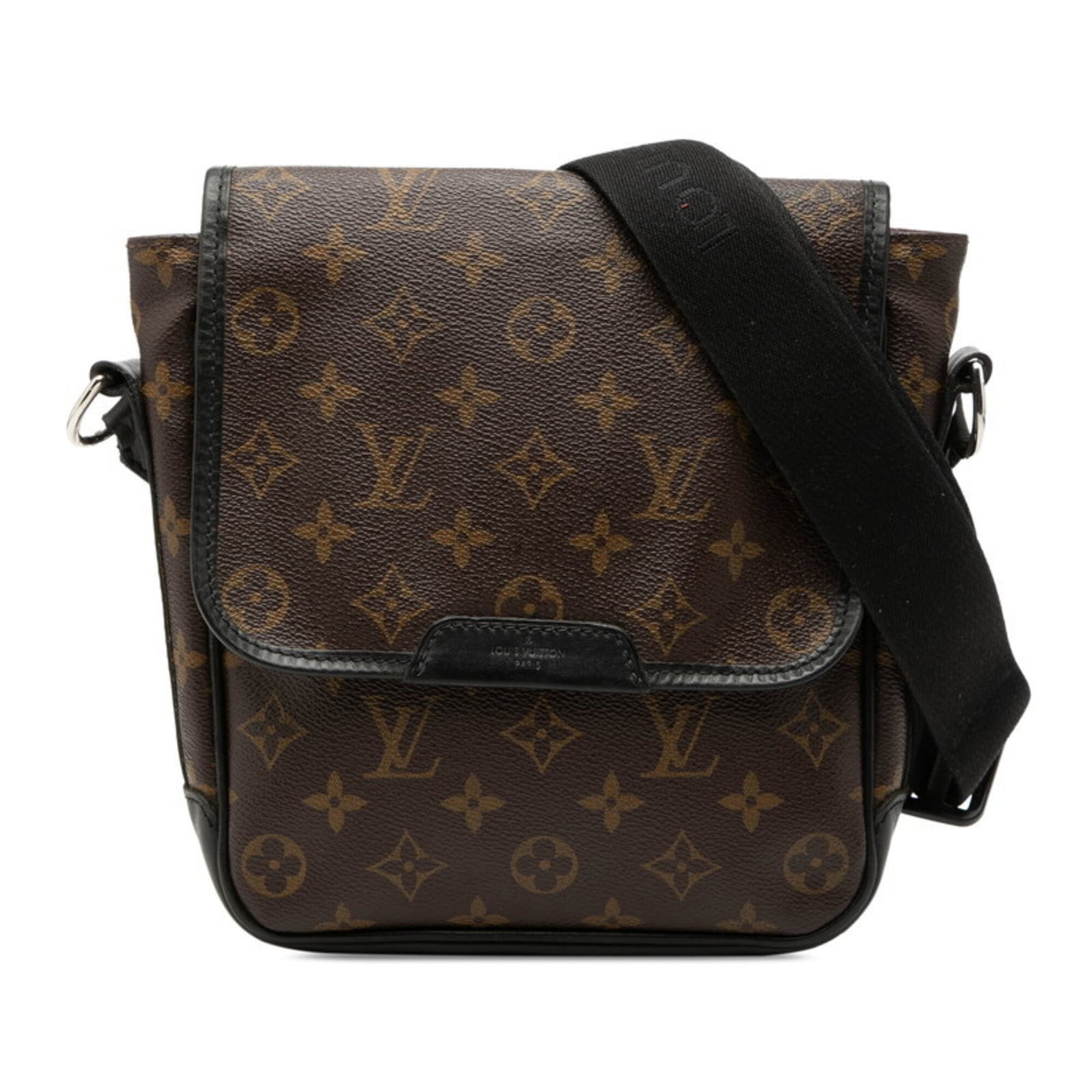 PVC Leather Louis Vuitton Shoulder Bag: PVC Leather Louis Vuitton Shoulder Bag PVC Leather Louis Vuitton Shoulder Bag in Black and Brown, featuring a classic Monogram Macassar design, with a sturdy magnet closure and adjustable strap drop