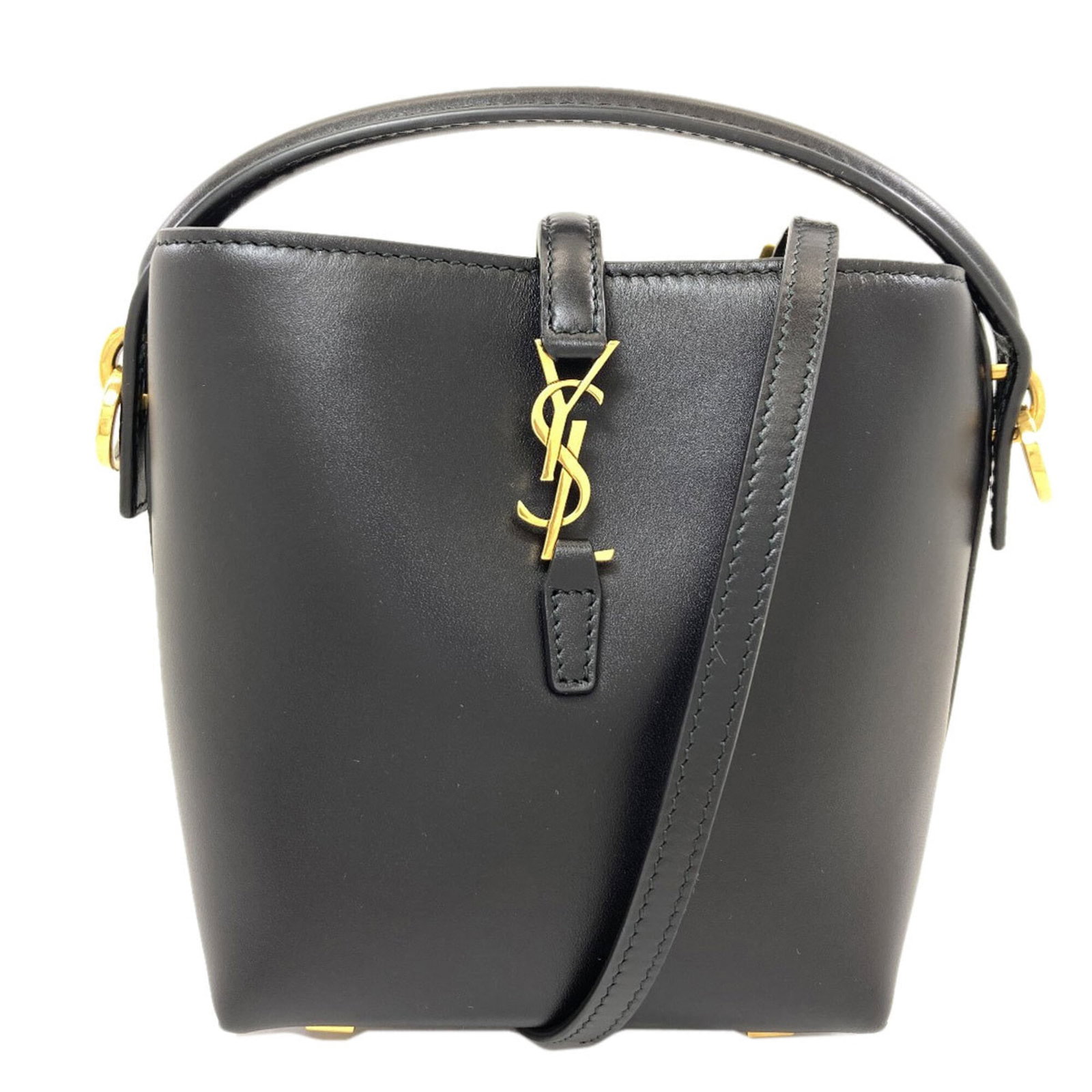 Handbag Saint Laurent Leather: Handbag Saint Laurent Leather Black Saint Laurent leather handbag with dimensions 15cm x 13cm x 8.5cm. This sleek and compact bag features high-quality leather construction, making it a stylish and