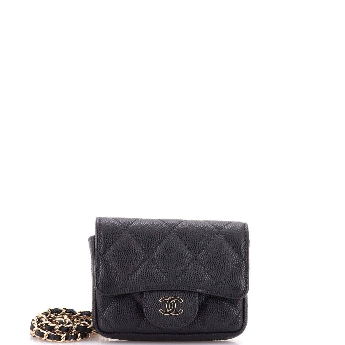Chain Caviar Flap Quilted Classic Mini Bag Belt Chanel: Chain Caviar Flap Quilted Classic Mini Bag Belt Chanel Chain Caviar Flap Quilted Classic Mini Bag Belt Chanel - A sleek and sophisticated mini bag belt in black leather, adorned with quilted caviar de