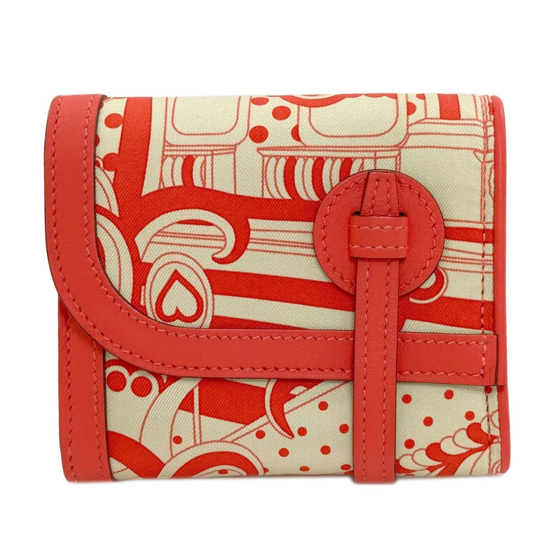 Hermes Avex Soir Silverhardware Bifold Wallet With Coin Pocket Silk: Hermes Avex Soir Silverhardware Bifold Wallet With Coin Pocket Silk Red silk bifold wallet with a coin pocket, featuring silver hardware, makes a stylish statement. The sleek design and bold exterior