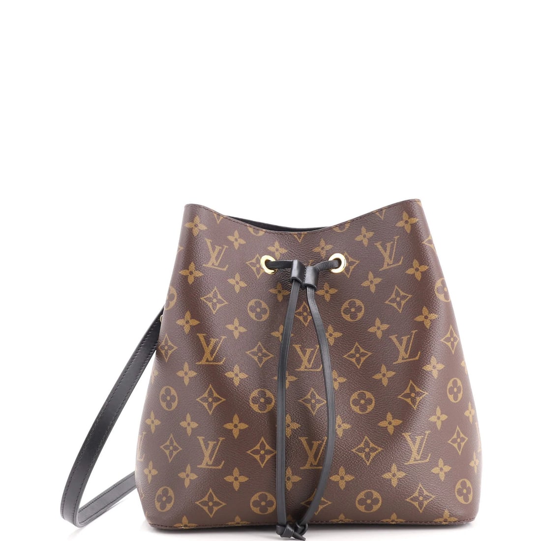 Louis Vuitton NeoNoe Handbag Monogram Canvas with Leather MM: Louis Vuitton NeoNoe Handbag Monogram Canvas with Leather MM Brown Louis Vuitton NeoNoe Handbag Monogram Canvas with Leather MM features a canvas exterior with heavy cracking and minor creases, and a